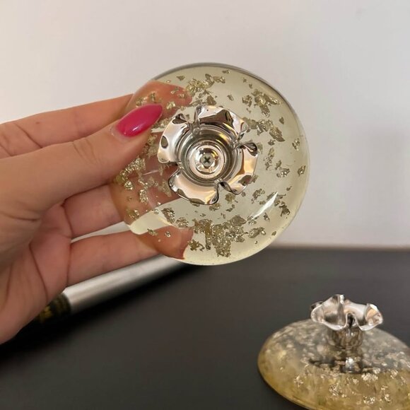 Vintage Lucite & Silver Flake Taper Candle Holders – 1960s/70s Mid-Century Glam - Picture 3 of 10